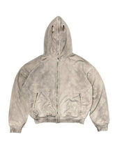 Grey Washed Zip Hoodie