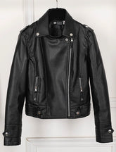 Black Biker Style Leather Jacket