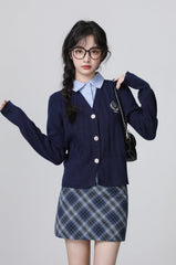 Academy Style Knit Sweater With Polo Collar