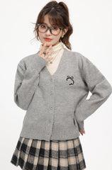 Grey Academy Style V-Neck Cardigan