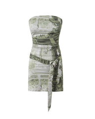 Green Bodycon Belted Tube Dress