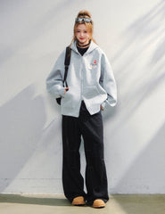 Air Layer Hoodie Badge Design Zip Up Jacket