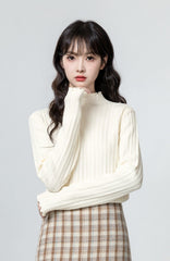 Almond Ruffled Knit Sweater Top