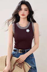 American Style Gradient Sleeveless Slim Fit Tank Top