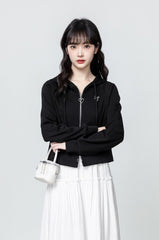 Apricot Hooded Jacket With Double Zippers