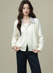 Apricot Two Layer Collar Zip Cardigan Jacket