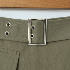 Army Green Belted Skirt