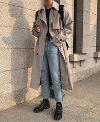 Autumn Korean Style Double Breasted Long Trench Coat