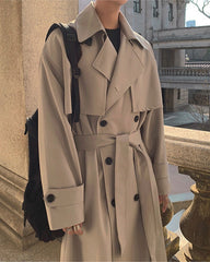 Autumn Korean Style Double Breasted Long Trench Coat