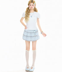 Ballet Lace Tulle Ruffle Mini Skirt