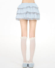 Ballet Lace Tulle Ruffle Mini Skirt