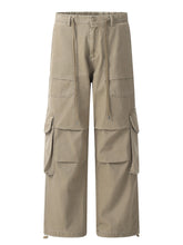 Beige Adjustable Hem Cargo Pants