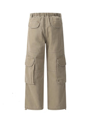 Beige Adjustable Hem Cargo Pants