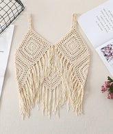 Beige Boho Crochet Tassel Top
