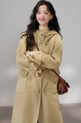 Beige Classic Hooded Long Coat