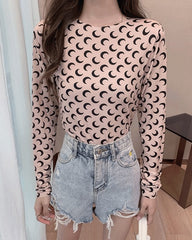 Beige Crecent Moon Top