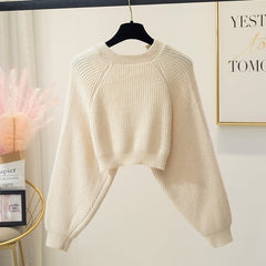Beige Cropped Open Cardigan