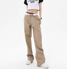 Beige Flipped Waistband Pants