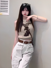 Beige Front Pocket Cargo Pants