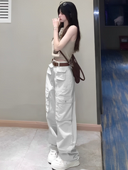 Beige Front Pocket Cargo Pants