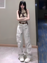 Beige Front Pocket Cargo Pants