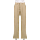 Beige High-Waist Casual Jeans