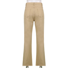 Beige High-Waist Casual Jeans