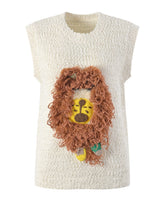 Beige Knitted Lion Vest