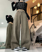 Beige Leopard Pattern Jeans