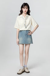 Beige Loose Design Polo Shirt