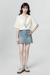 Beige Loose Design Polo Shirt