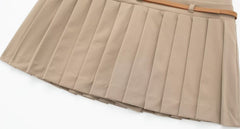 Beige Pleated Belted Skirt