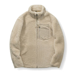Beige Plush Front Pocket Jacket