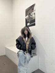 Beige Reversible Faux Fur Jacket