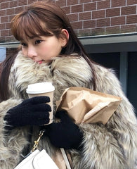 Beige Shaggy Oversized Fur Coat