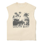 Beige Skeleton Beach Sleeveless T-Shirt