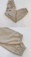 Beige Statement Print Sweatpants