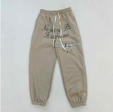 Beige Statement Print Sweatpants