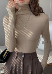 Beige Turtle Neck Fitted Sweater
