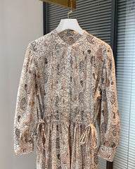 Beige Vintage Pattern Dress