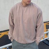 Beige Vintage-Wash Drop-Shoulder Sweatshirt