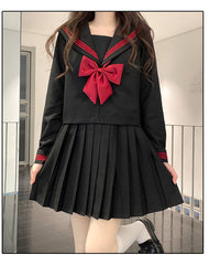 Black And Red Sailor-Collar Blouse