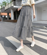 Black And White Checkered Midi Skirt