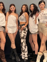 Black And White Cow Print High Waist Pants