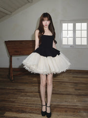 Black And White Dual Tone Peplum Dress