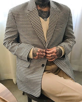 Black And White Micro Checkered Pattern Blazer Jacket