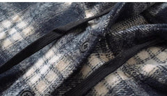 Black And Beige Plaid Hooded Jacket