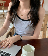 Black And White Striped Sling Top