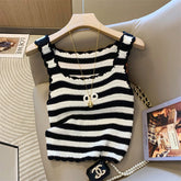 Black And White Stripes Knit Top