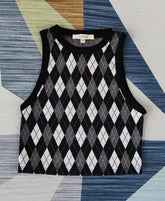 Black Argyle Sleeveless Top